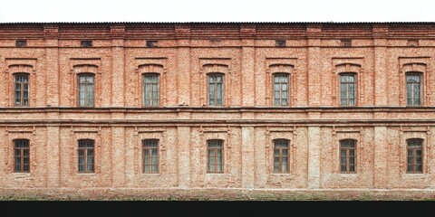 Panoramic view of an ancient brick building from the 18th century