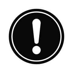 Circular Warning Icon Vector, Exclamation Mark in Circle.
