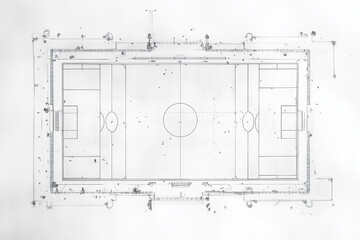 detailed pencil sketch of a soccer field layout
