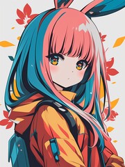 Naklejka premium アニメ調の美少女の切り抜き用素材