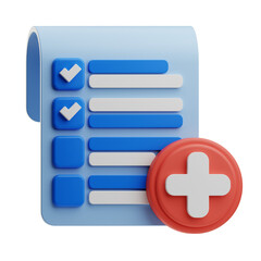Obraz premium Medical Checklist with Plus Icon