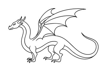 Minimal Line Drawing of Flying Dragon