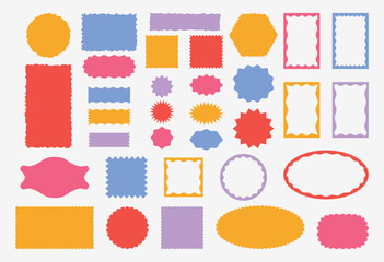Recolorable scalloped borders. Vector set of zigzag border frames
