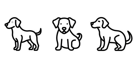 dog outline or line icon design bundle.