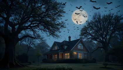 spooky night in the abandoned house 4k pc wallpaper