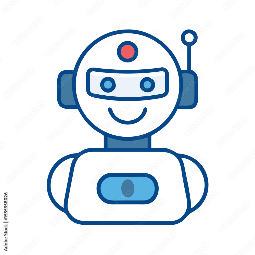 Poster friendly robot icon representing an ai assistant on transparent background