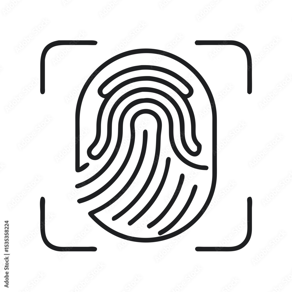 Poster fingerprint scan icon represents biometric authentication technology