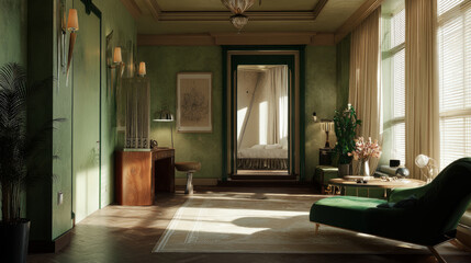 Interior of a cozy room in Art Deco style