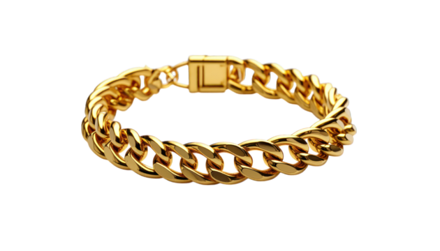 Gold chain bracelet isolated on transparent background - Powered by Adobe
