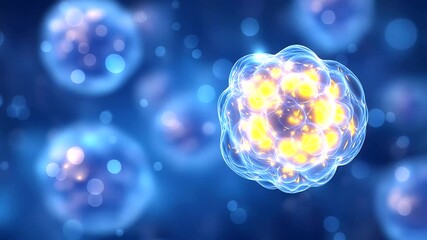 A stunningly realistic depiction of glistening blue exosomes in a biotechnology setting. - Powered by Adobe