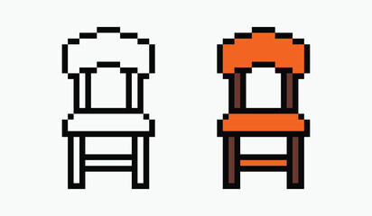 set chair pixel art icon vector illustration.