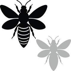 Silhouette Bee Illustrations Black and Grey Vector Designs for Projects