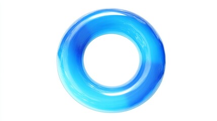 A vibrant blue swimming ring floats in the air. The round shape is smooth and glossy. It represents fun and leisure. Perfect for summer activities and vacation vibes. AI