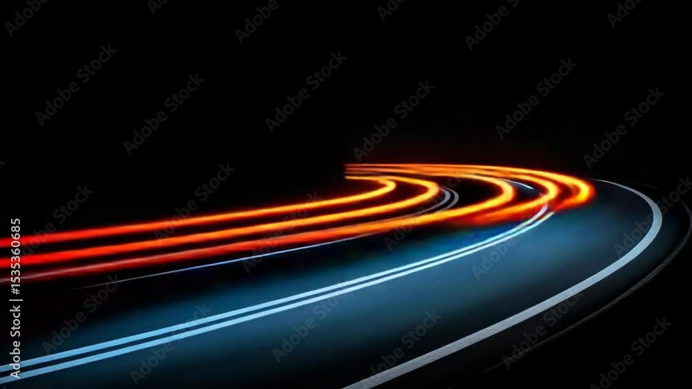 Poster bright colorful light trails on a dark background capturing movement and energy in a dynamic urban s