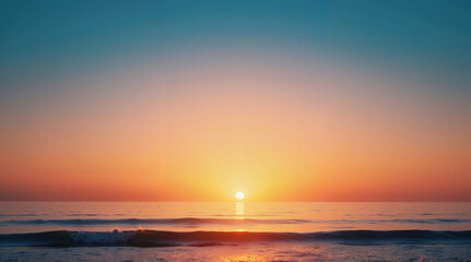Sunset over ocean water with vibrant colors in a tranquil atmosphere  