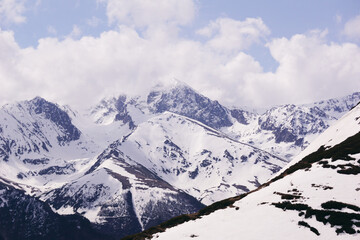 snow covered mountains in winter