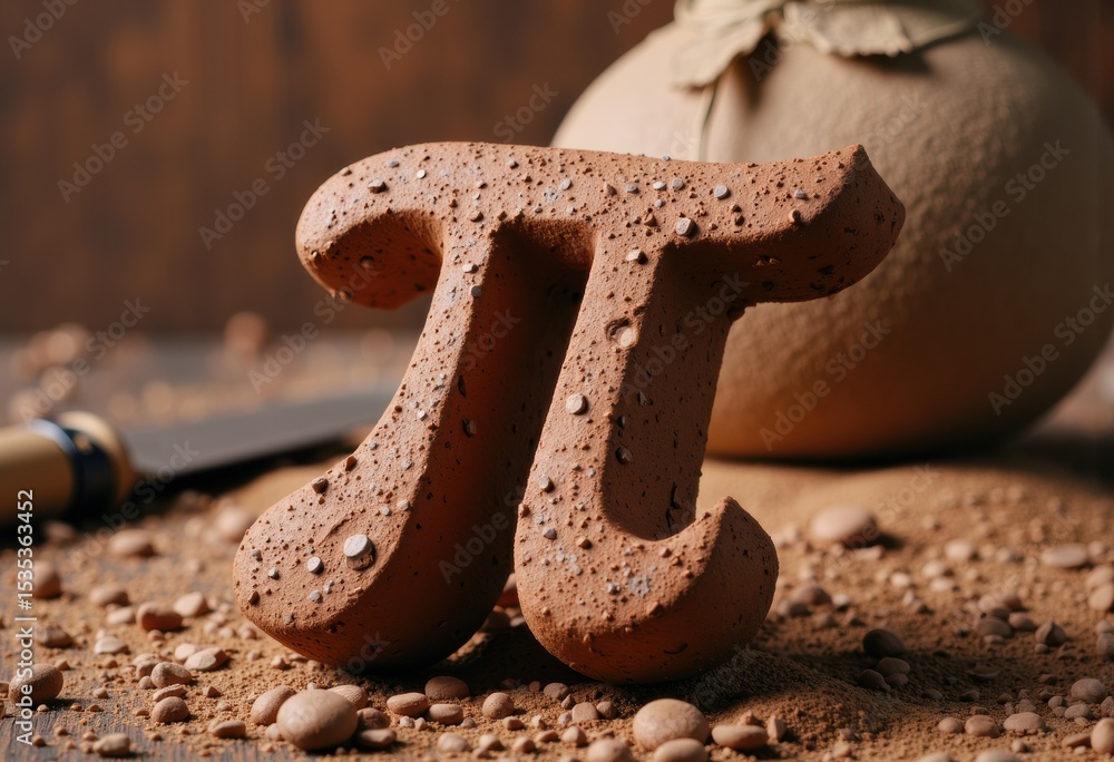 Poster a creative representation of the mathematical symbol pi made from clay