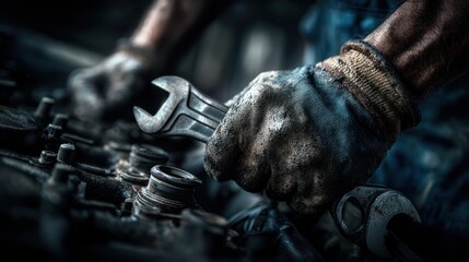 Engine repair hands