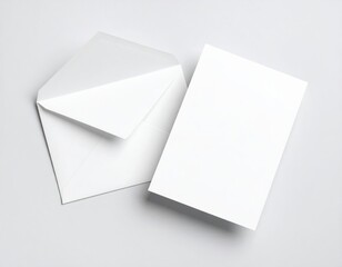 Clean stationery item with a blank card and an open envelope on a neutral background perfect for a message.