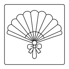 Hand Fan Coloring Page – Elegant Folding Fan with Bow for Kids
