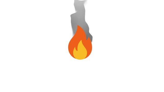 Fire flame tourch looping 2D animation on white background