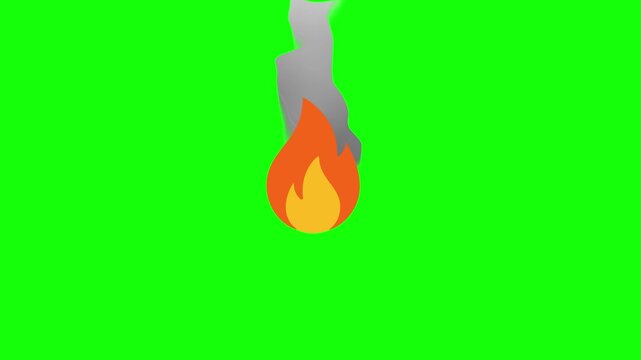 Fire flame tourch looping 2D animation on green background