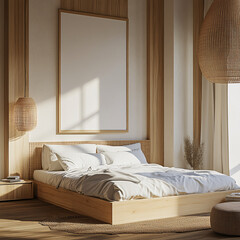 Serene Minimalist Bedroom Interior Design Mockup