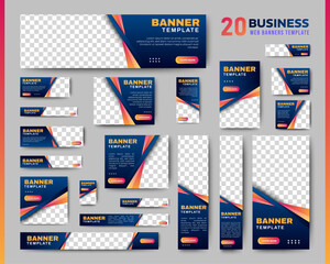 Professional ads banner template set design. Business web banner layout for cover, flyer, social media, background, poster, card. vector