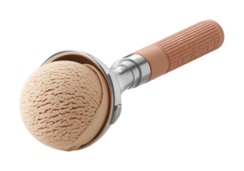 Vanilla ice cream scooper with textured handle