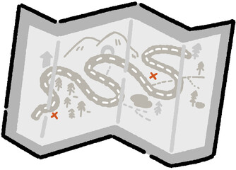 A cute treasure map illustration perfect for summer or autumn camping, family vacations, or diary decoration.