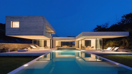 Fototapeta premium Summer Pool Fun Pink Flamingo Float in a Backyard Oasis