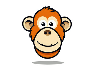 Obraz premium a simple flat 2d icon of a proboscis monkey, highlighting its large nose, minimalist design, solid brown and orange colors, clean sharp lines, no shadows, isolated on a plain white background