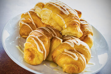 sugar glazed pull apart sticky bread made with croissants