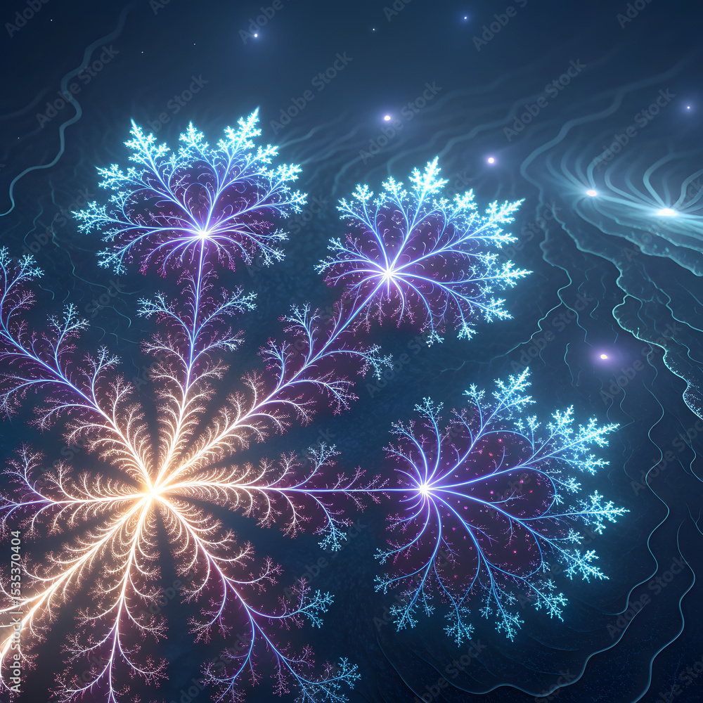 Aufkleber fractal data formations with sparks of light