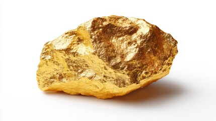 Shimmering gold nugget displayed on a smooth surface. This stunning image captures the natural beauty and uniqueness of gold. Ideal for educational, financial, or artistic projects. AI