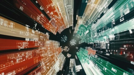A Whirlwind of Color and Light Streaks Through a Dark Space