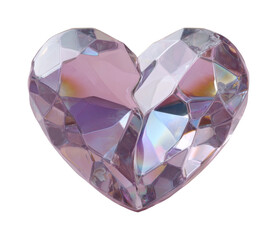 Fototapeta premium Faceted pink crystal heart with iridescent reflections
