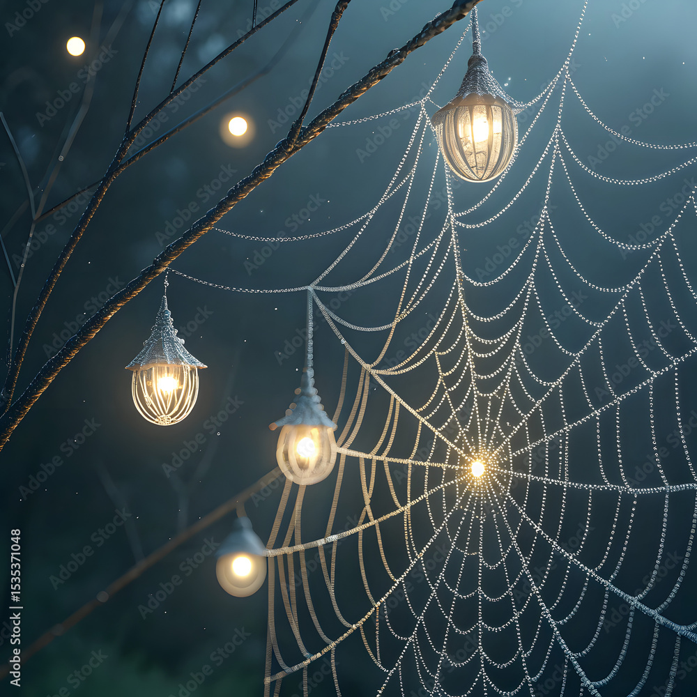 Poster light-up nodes connected by a spiderweb-like structure