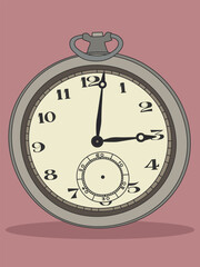 Silver pocket watch vector illustration