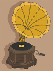 Vintage gramophone vinyl record player vector illustration