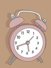 Pink alarm clock vector illustration