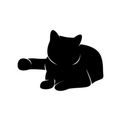 Black silhouette of a cat, animal silhouette symbol