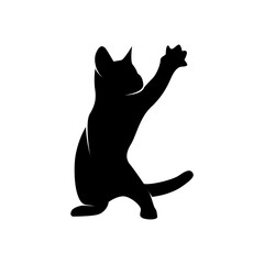 Black silhouette of a cat, animal silhouette symbol