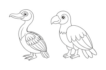Obraz premium Birds coloring book bundle, Birds outline, Birds line art vector illustration