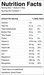 Editable Sweet Potato Nutrition Facts Label Design – EPS Vector Template in FDA-Compliant USA Format
