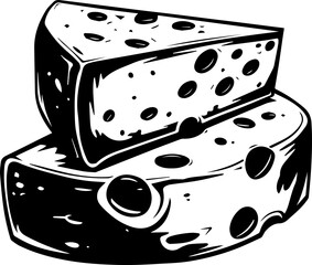 cheese vector illustration black and white style