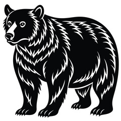 Obraz premium Bear Silhouette Vector Illustration Standing Proud