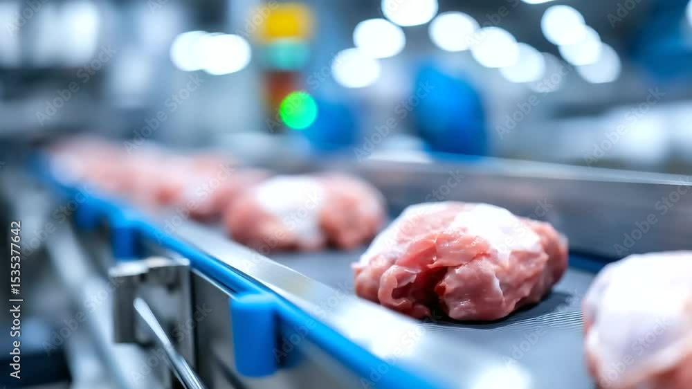 Aufkleber automated chicken processing line showcasing advanced conveyor safety mechanisms.
