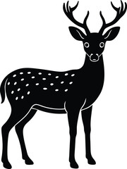 Fototapeta premium Stylized black and white illustration of a spotted deer with antlers