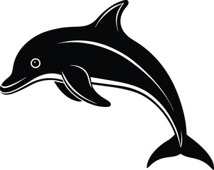 Obraz premium Stylized Dolphin Vector Illustration in Silhouette Against a White Background